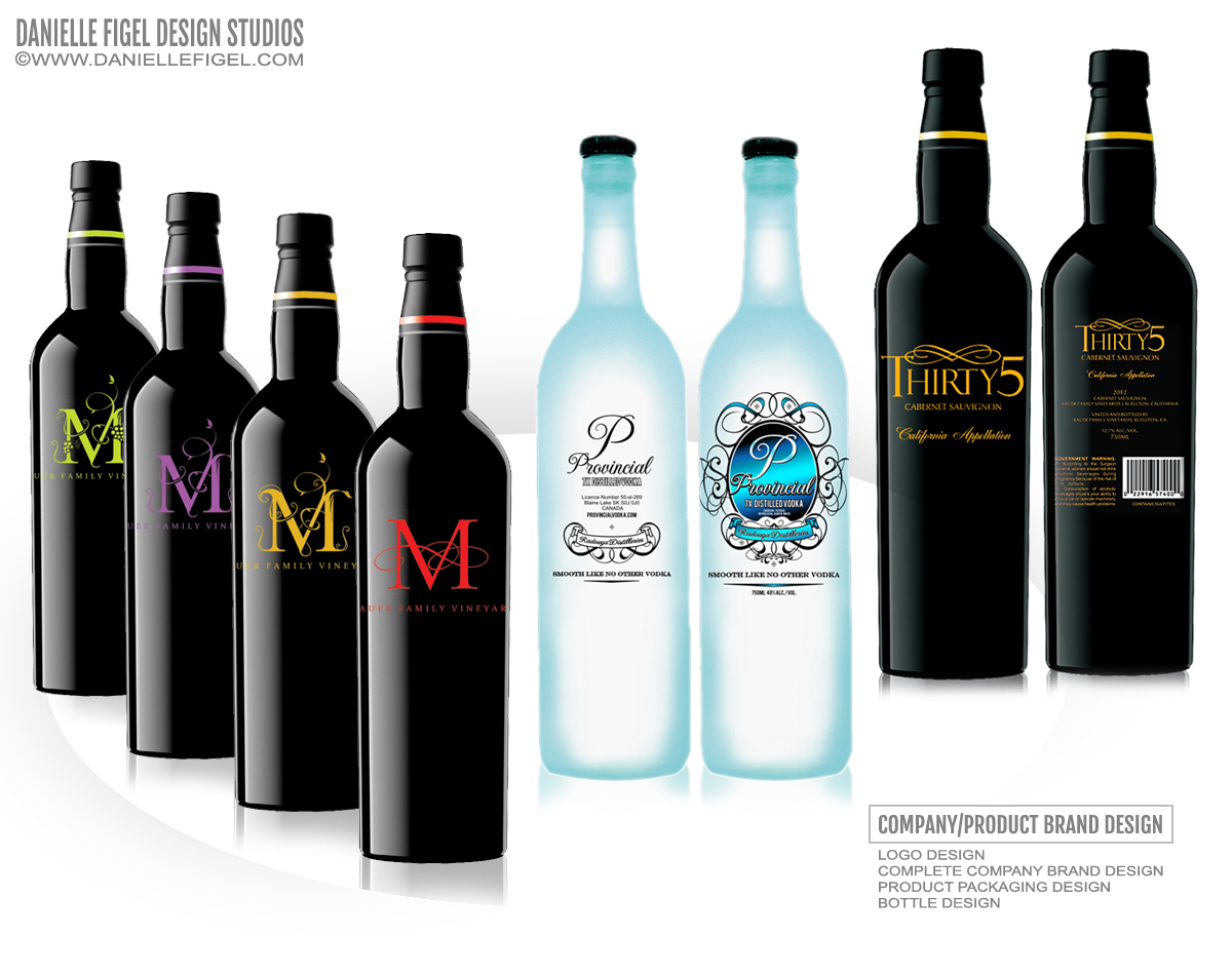 wine bottle design, wine label design, wine logo design, wine packaging design, Danielle Figel Design Studios