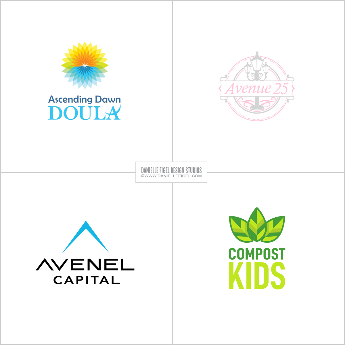 Danielle Figel Design Studios Logo Design event company logo design geometric logo design sun logo design geometric sun logo design geometric flower logo design leaves logo design compost logo design recycle logo design organic logo design fortune 500 logo design corporate logo design company logo design clever logo design