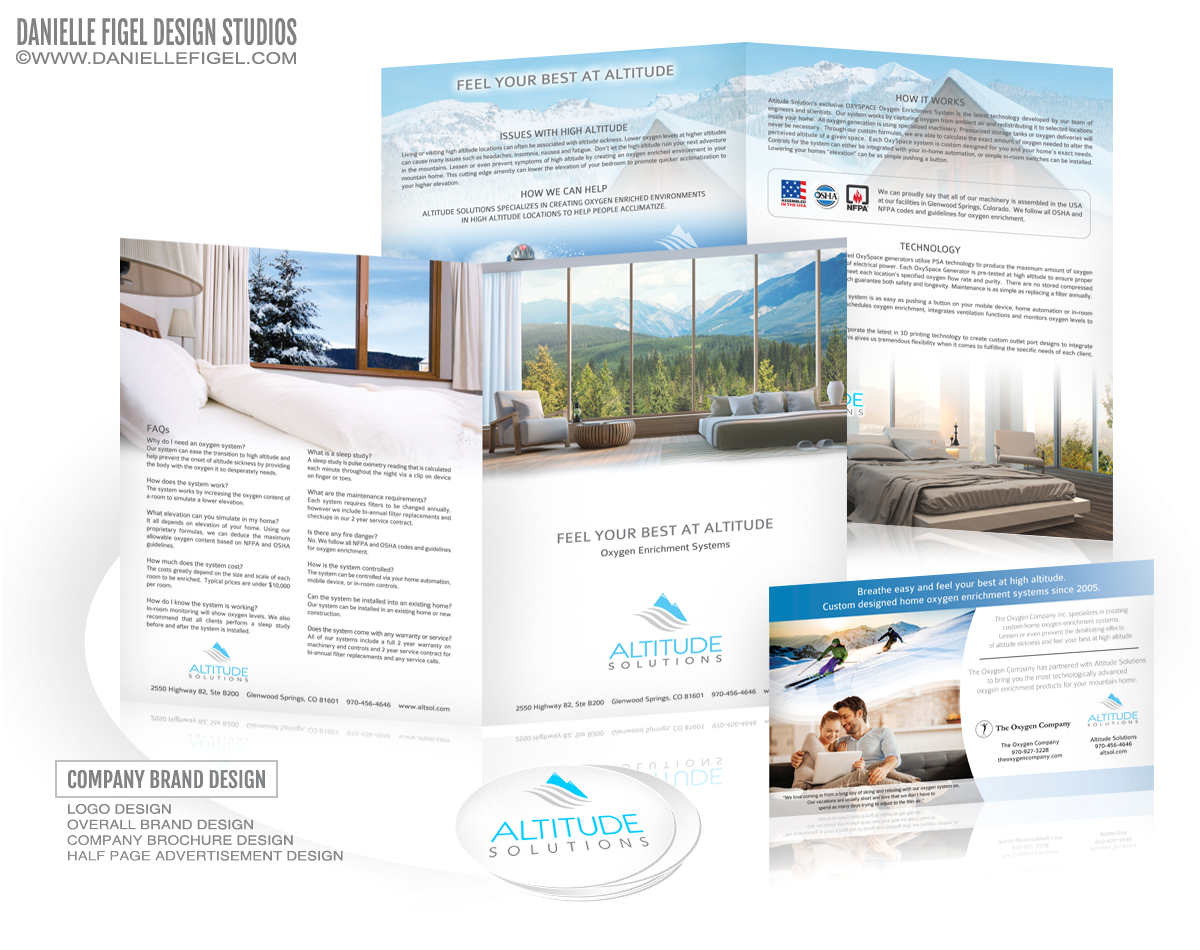 oxygen logo design, oxygen brochure design, oxygen branding, oxygen brochure design, air logo design, mountains logo design, brochure design ideas, postcard design ideas, oxygen brochure ideas, Danielle Figel Design Studios